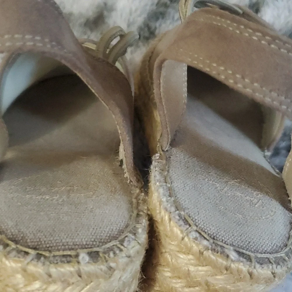 Toni Pons Origens Nuria Suede Espadrilles Elastic Straps Beige Sz 39